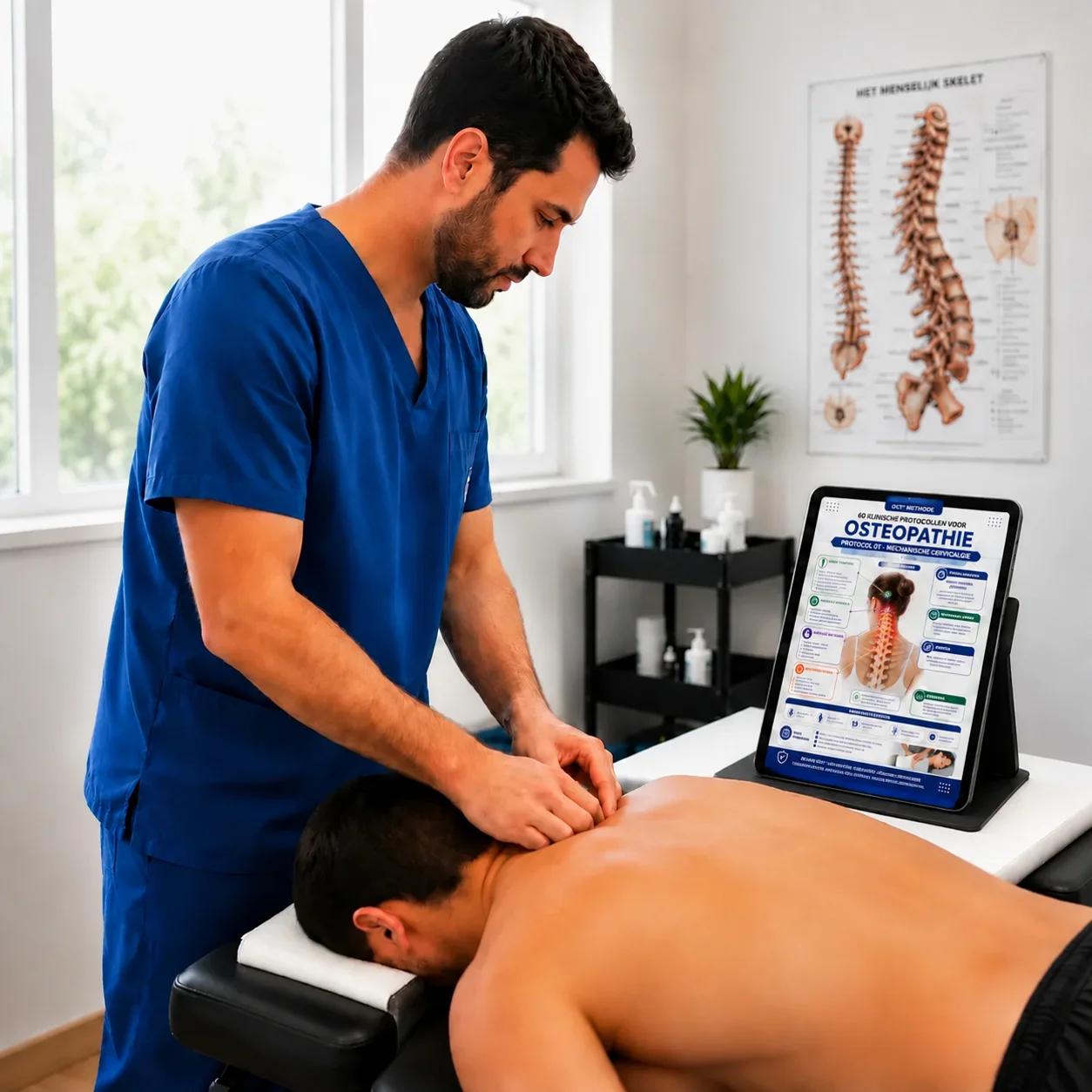 Osteopaat tijdens een sessie